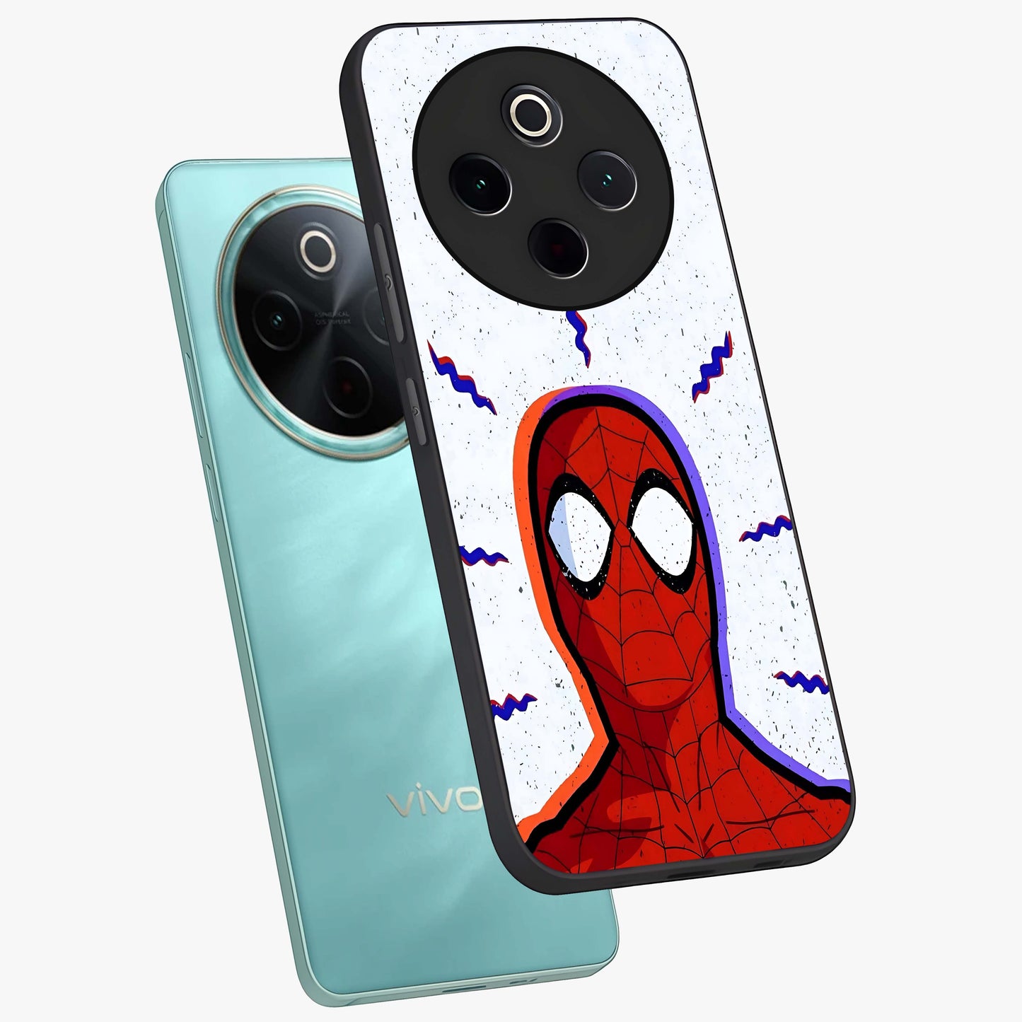Omg Spiderman Glass Case displayed in angled mockup highlighting dynamic hero illustration with action comic aesthetic.