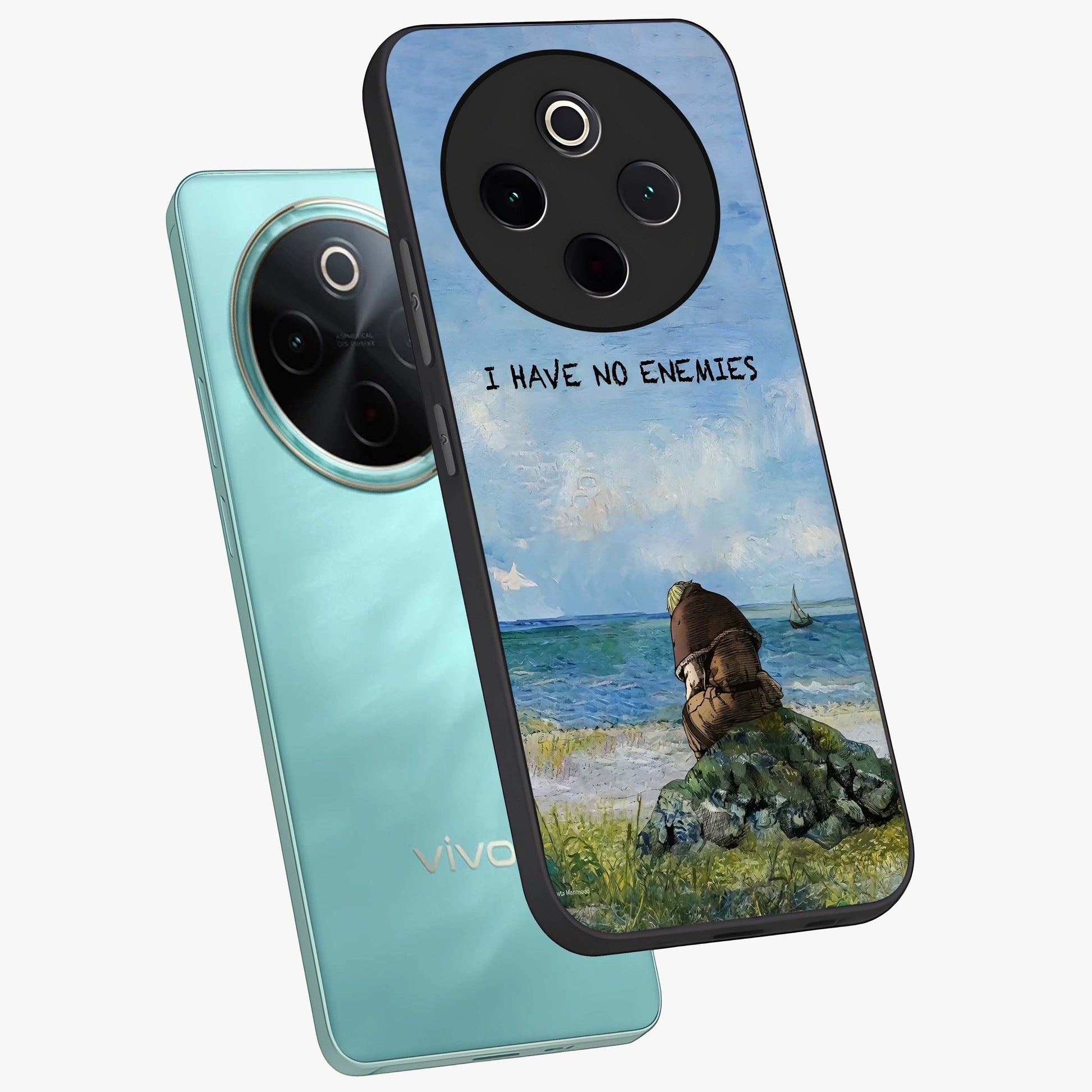 Peace Beyond War Glass Case displayed in angled mockup highlighting meaningful message design with artistic aesthetic style.