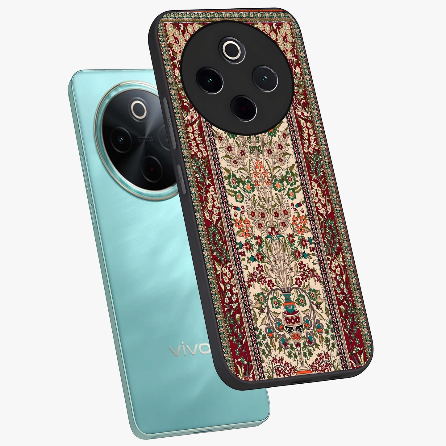 Persian Inspired Glass Case displayed in angled mockup highlighting intricate traditional design with elegant cultural aesthetic.