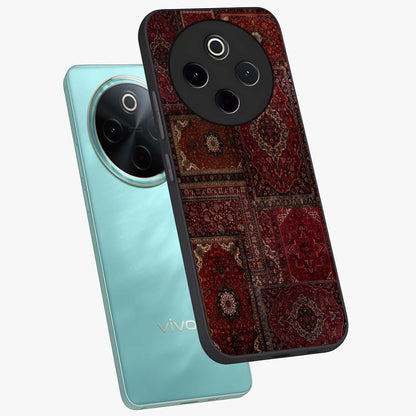 Persian Velvet Tale Glass Case displayed in angled mockup highlighting ornate textile inspired design with royal aesthetic.
