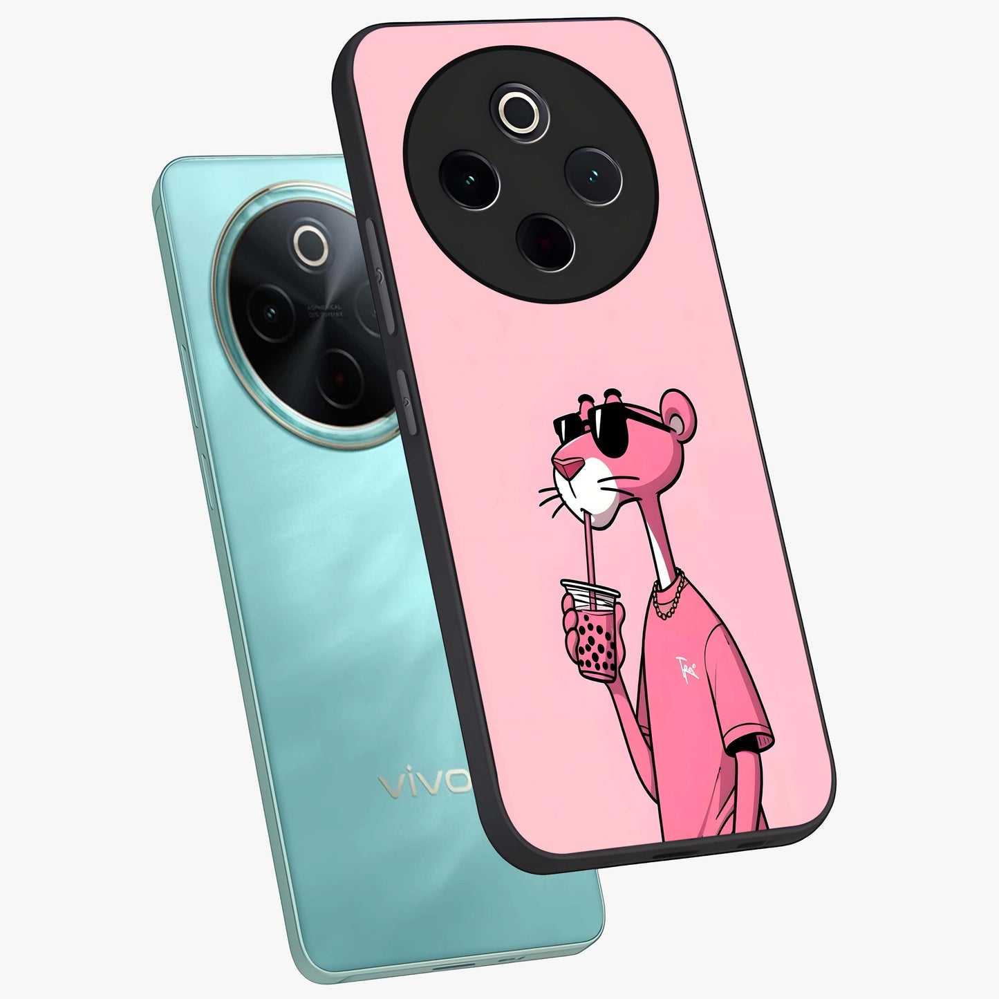 Pink Panther Glass Case displayed in angled mockup highlighting playful cartoon character design with vibrant pink aesthetic.
