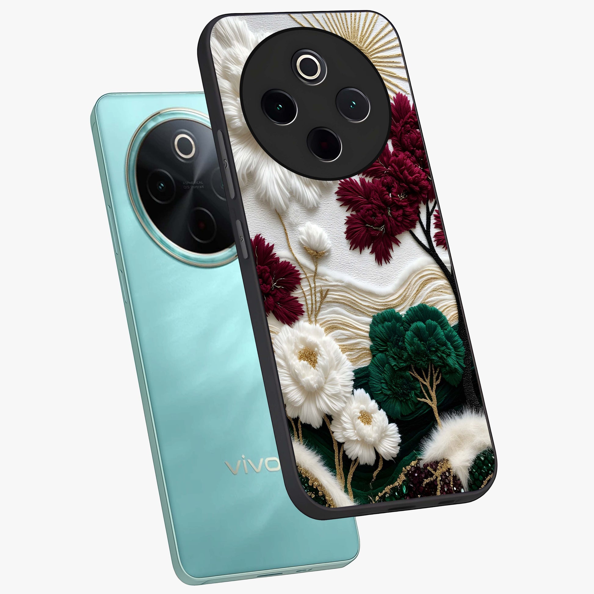 Radiant Bloom Elegance Glass Case displayed in angled mockup highlighting graceful floral design with radiant aesthetic style.