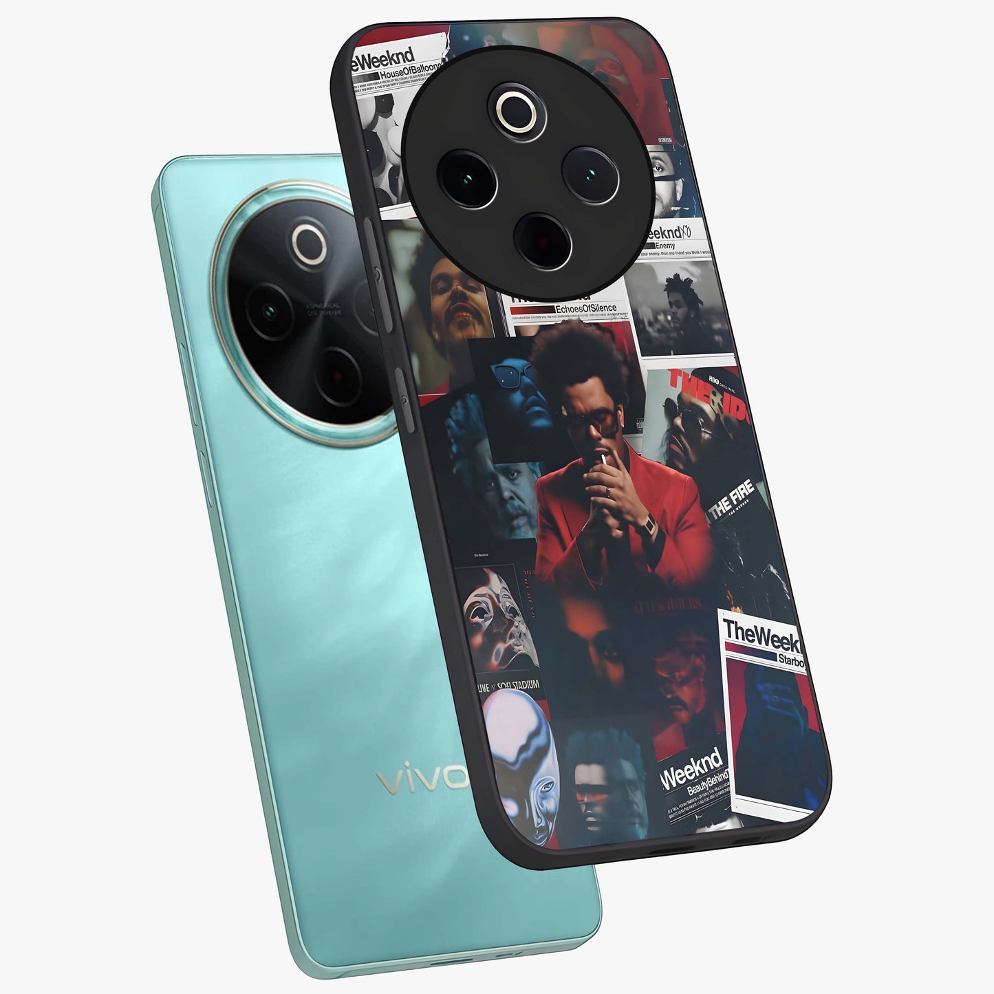 The Weeknd Glass Case displayed in angled mockup highlighting stylish pop culture inspired design with modern aesthetic.