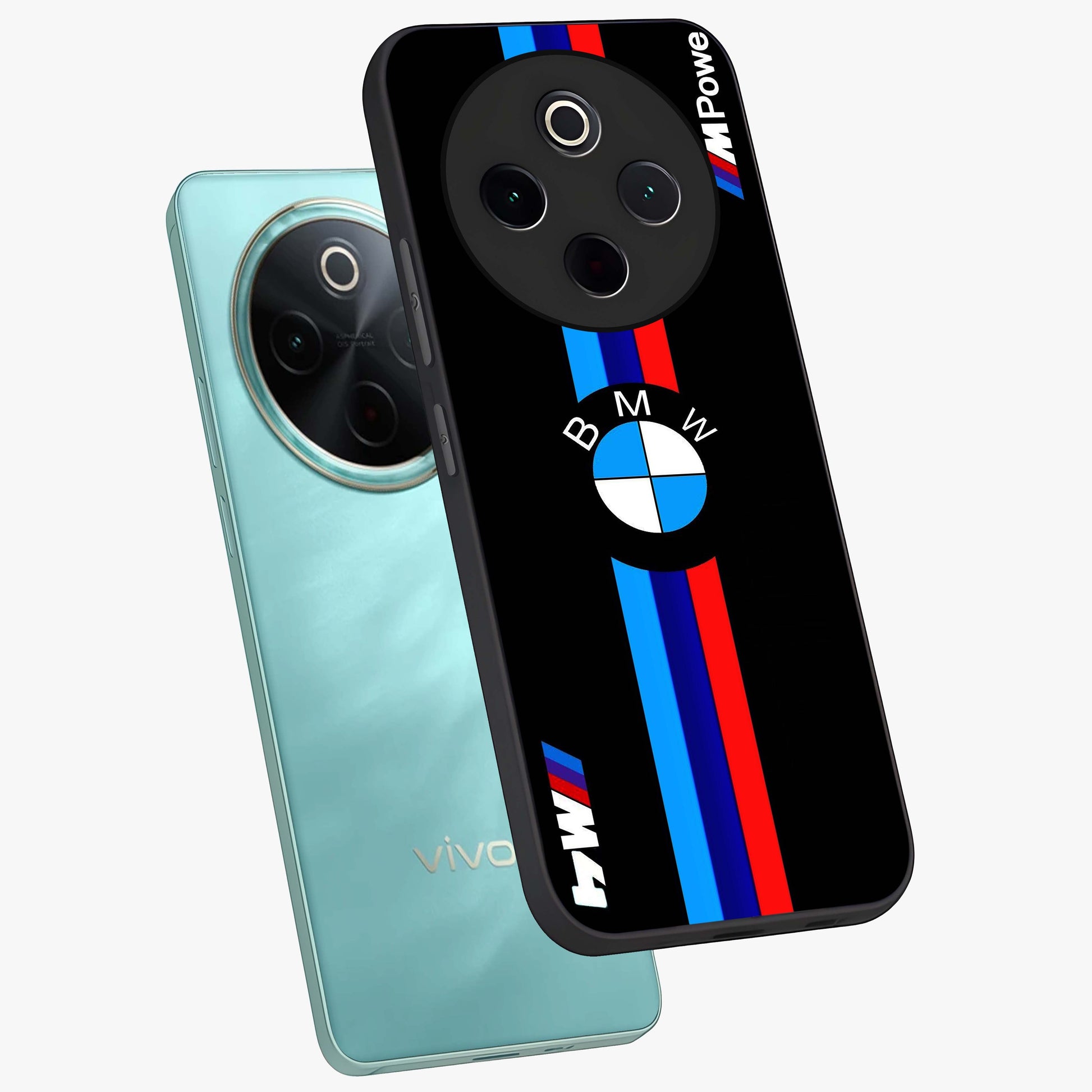 Turbo BMW Beast Glass Case displayed in angled mockup highlighting sleek racing car design with bold automotive aesthetic.
