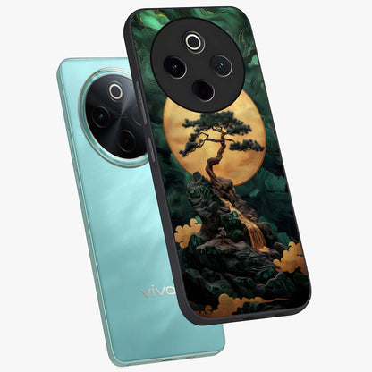 Zen Moon Rise Glass Case displayed in angled mockup highlighting peaceful lunar design with zen aesthetic style.