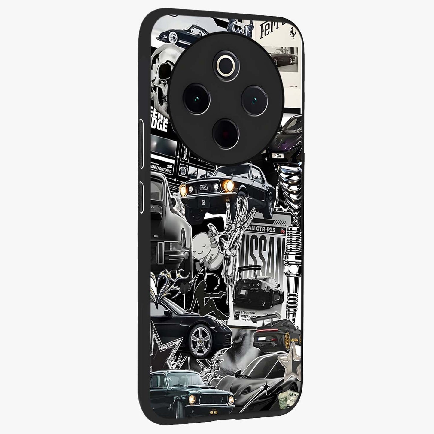 Aesthetic Dark Love Glass Case upright view showcasing dramatic romantic artwork with modern aesthetic style.
