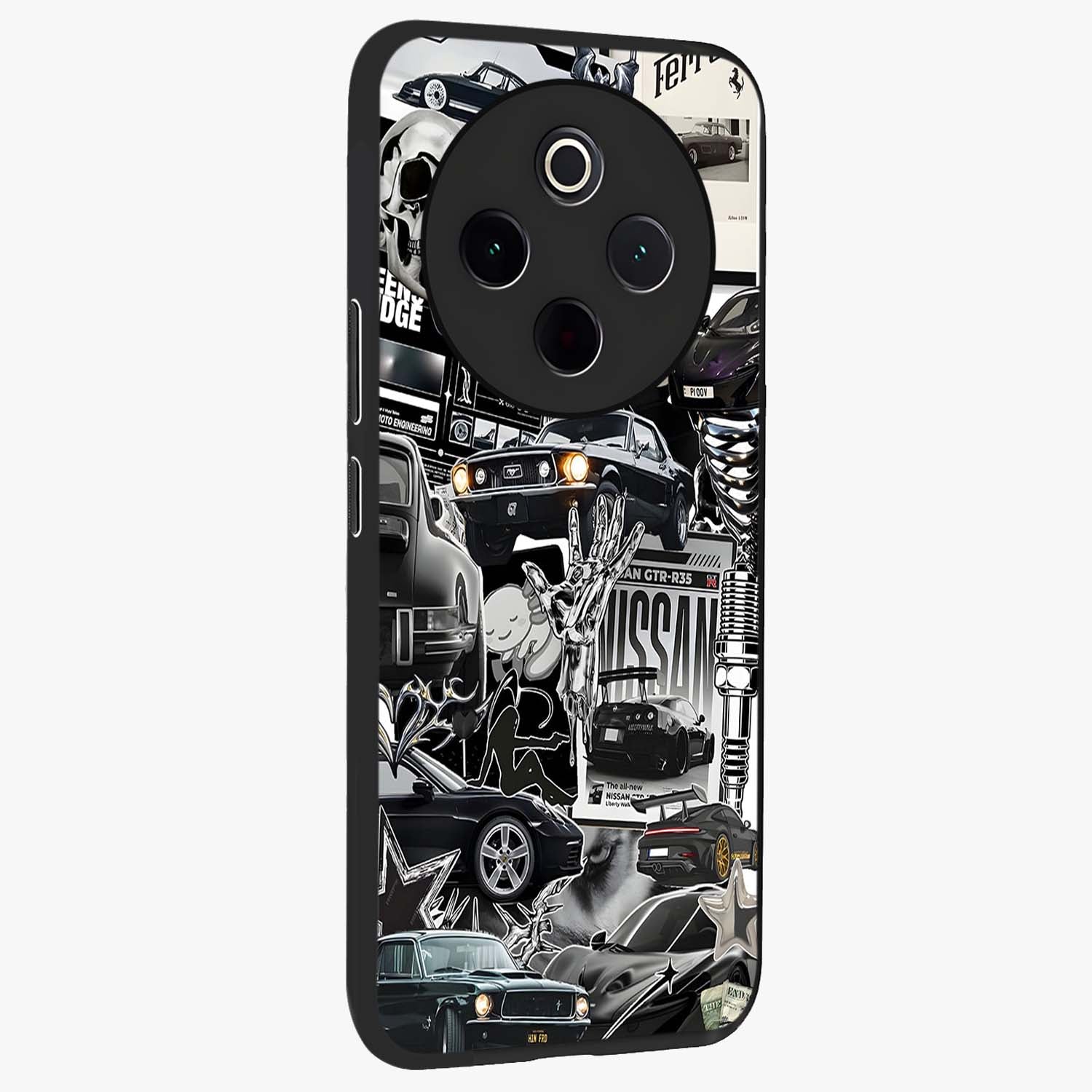Aesthetic Dark Love Glass Case upright view showcasing dramatic romantic artwork with modern aesthetic style.