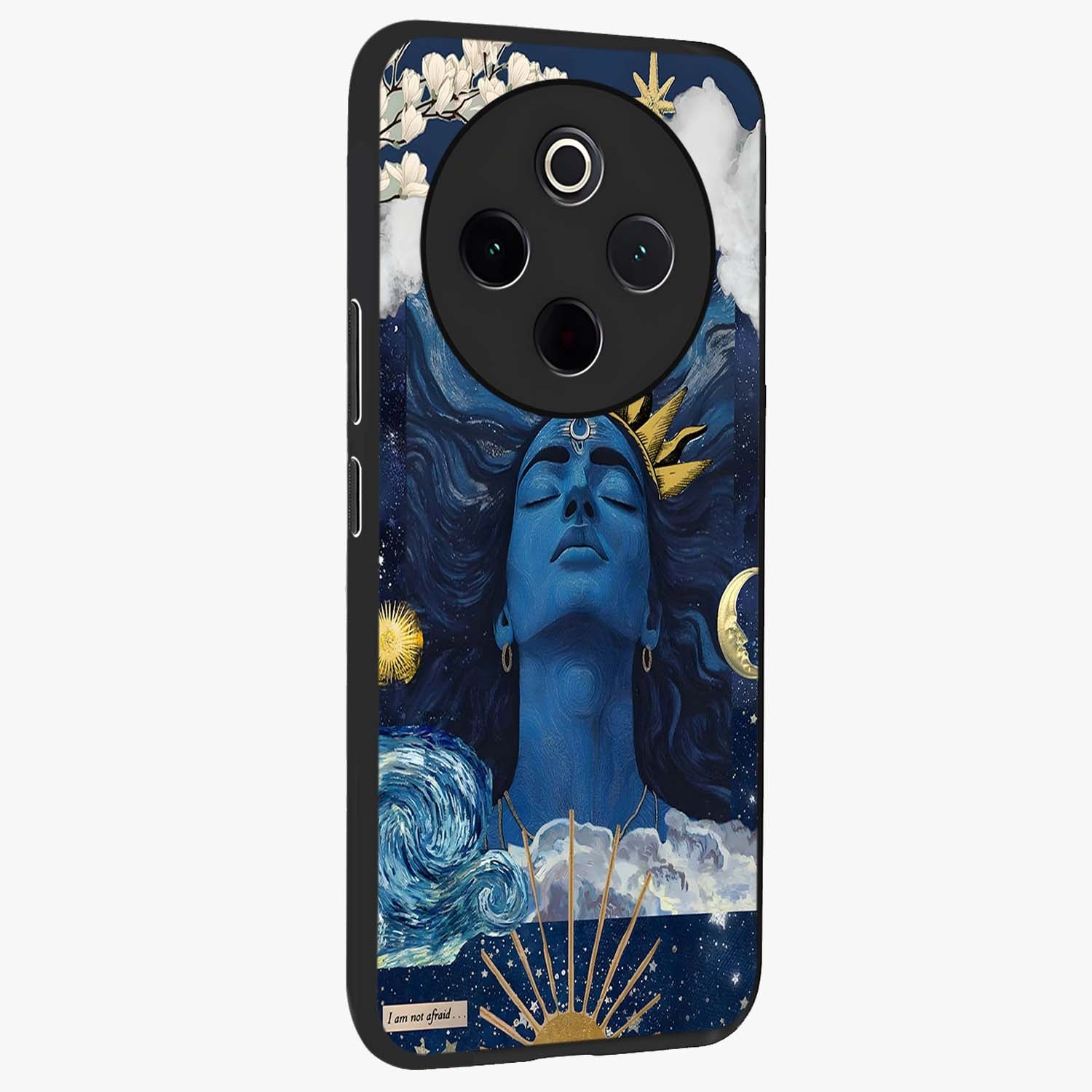 Aesthetic Lord Shiva Glass Case upright view showcasing powerful Lord Shiva artwork with devotional theme.