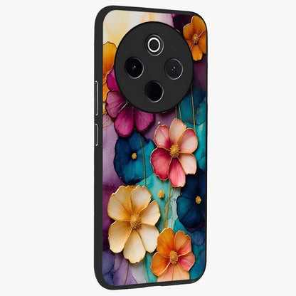 Artlyn Grace Flower Pattern Glass Case upright view showcasing graceful floral artwork with aesthetic botanical style.
