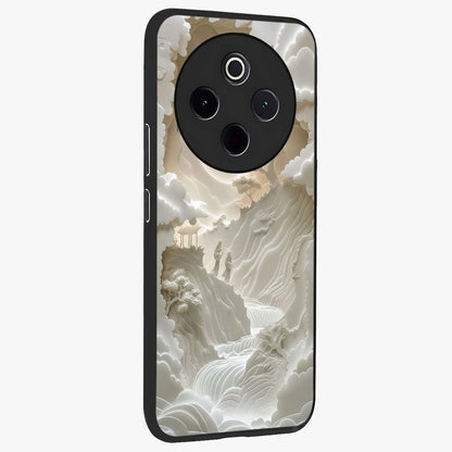 Celestial Origami Glass Case upright view showcasing creative origami artwork with modern celestial style.