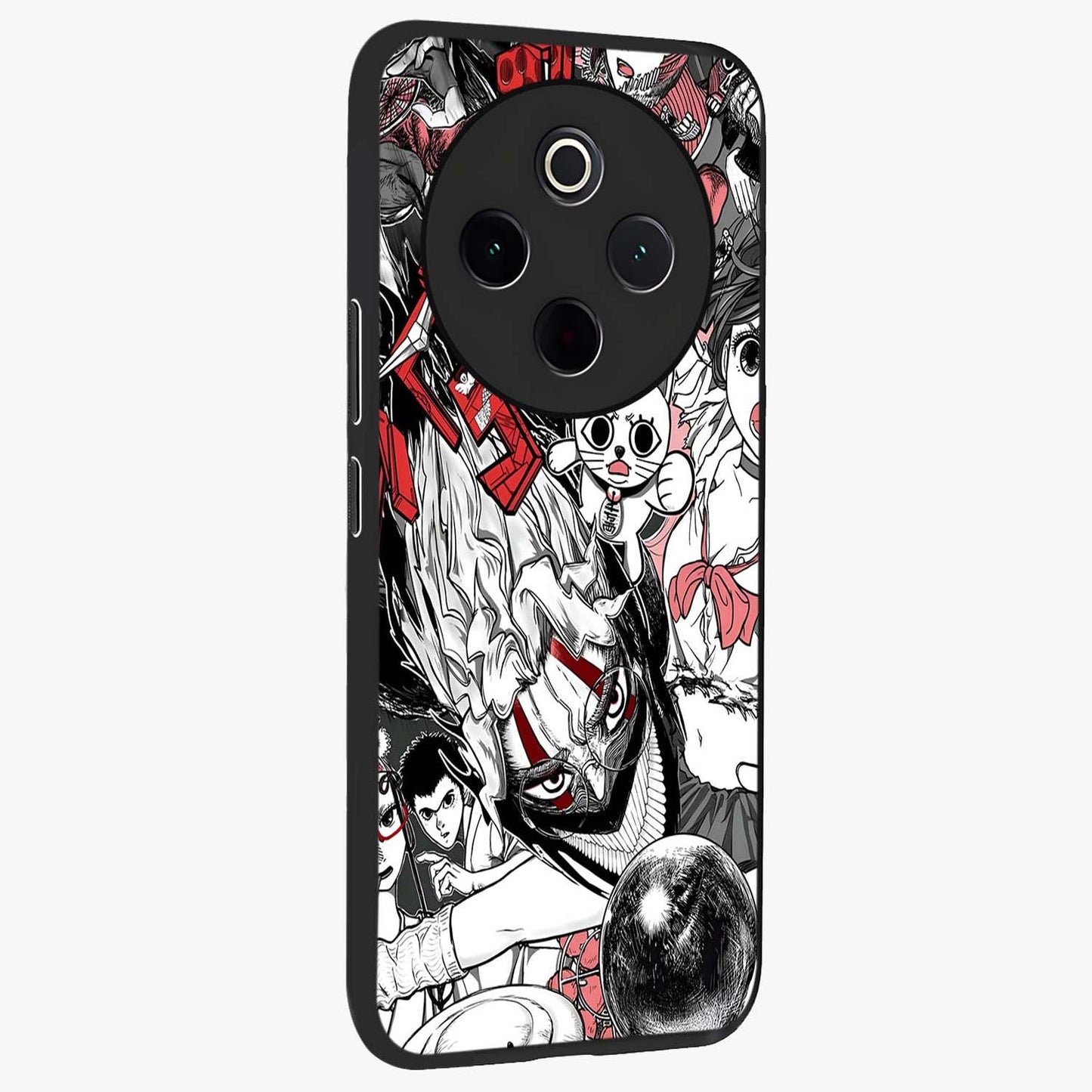 Crimson Chaos Panel Glass Case upright view showcasing intense crimson artwork with dramatic aesthetic style.