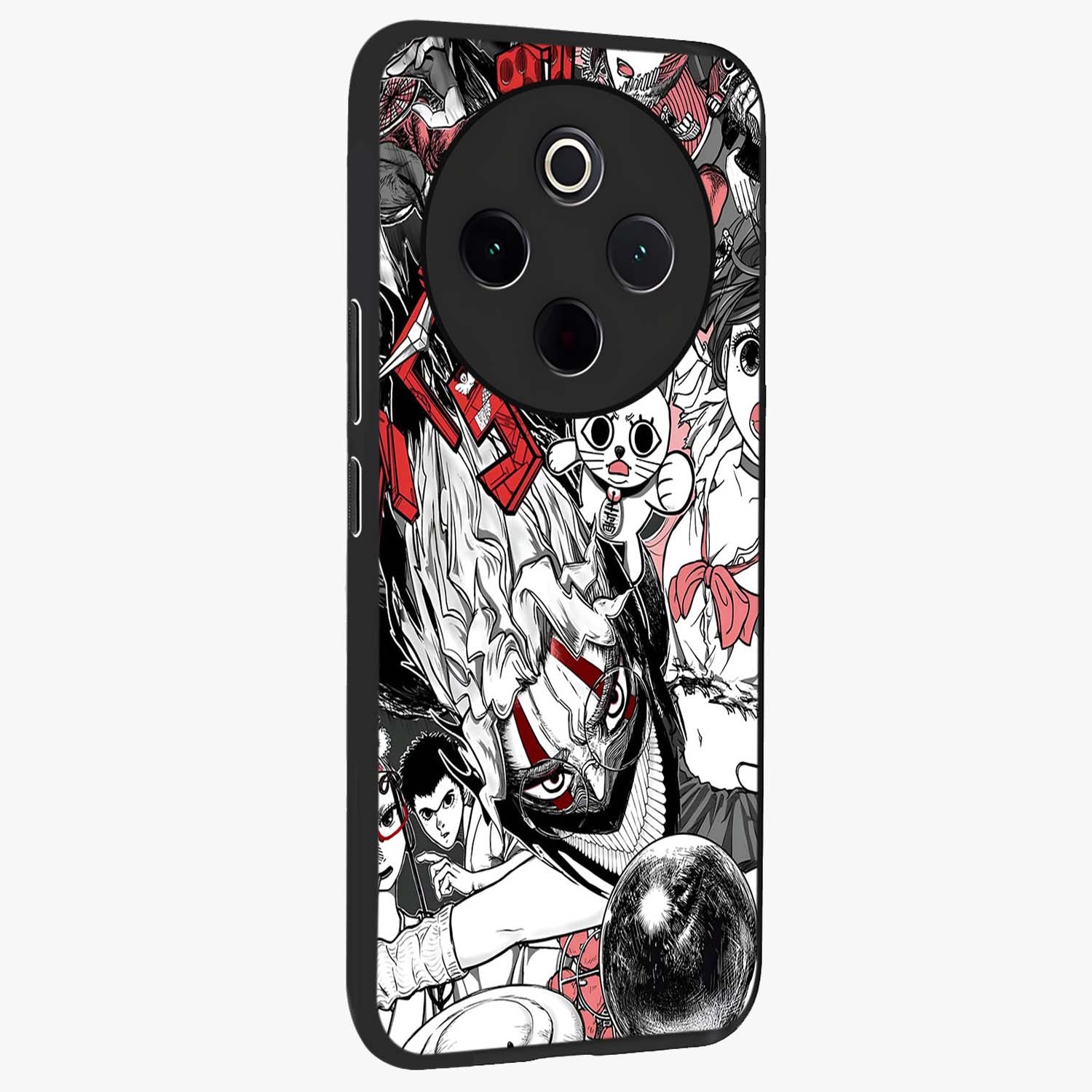 Crimson Chaos Panel Glass Case upright view showcasing intense crimson artwork with dramatic aesthetic style.