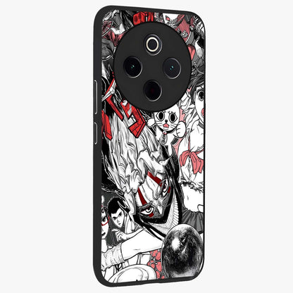 Crimson Chaos Panel Glass Case upright view showcasing intense crimson artwork with dramatic aesthetic style.