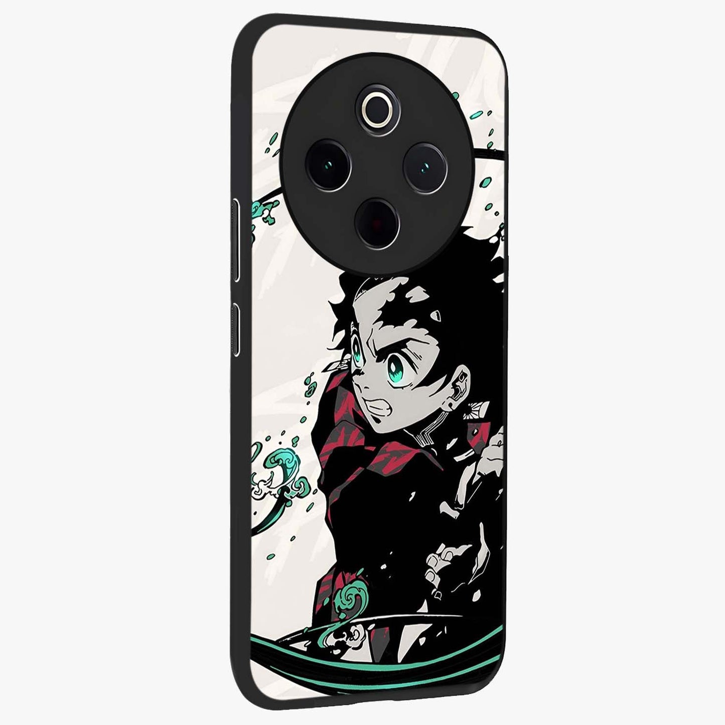 Demon Slayer Glass Case upright view showcasing powerful anime artwork with intense warrior theme.