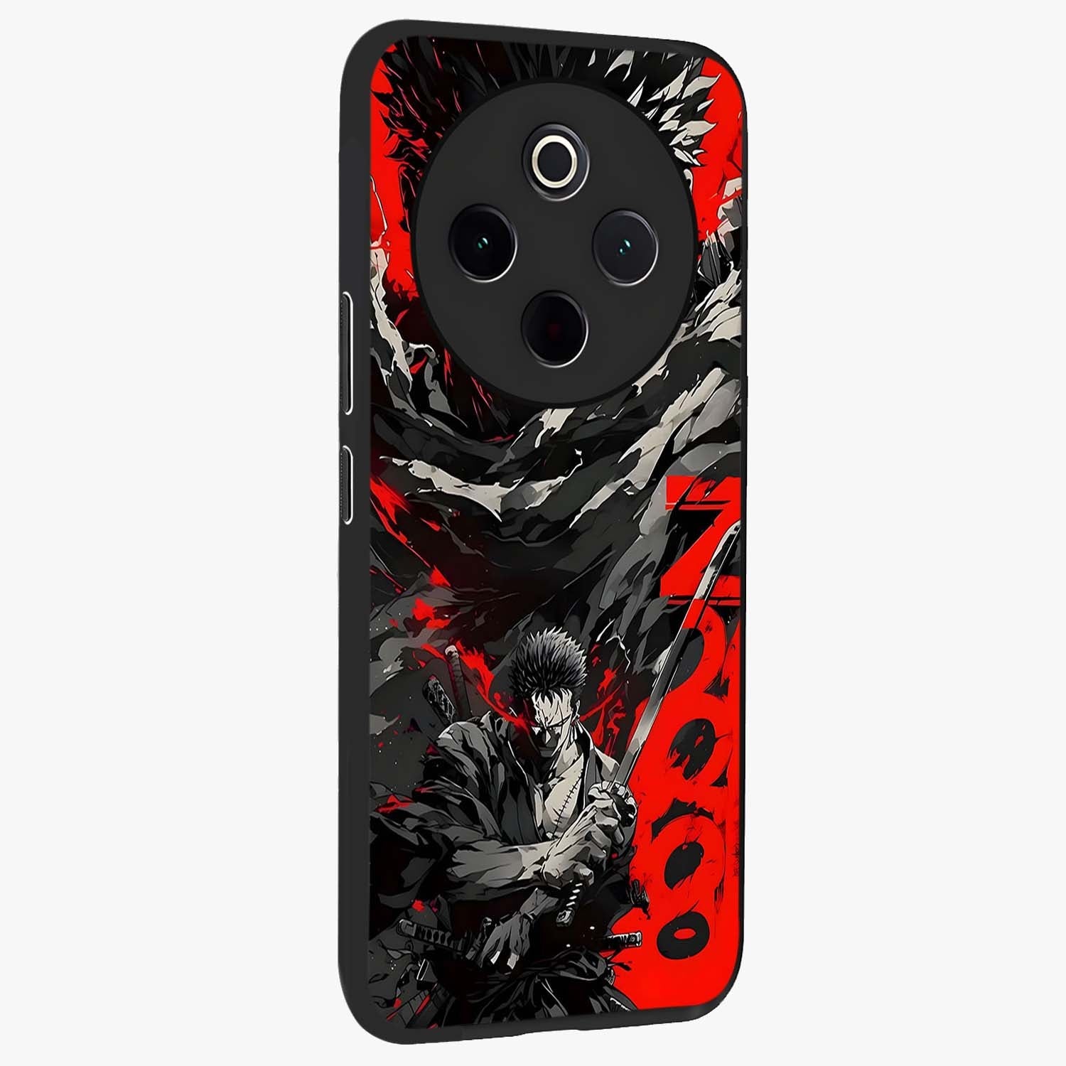 Demon Sword Resolve Glass Case upright view showcasing dramatic warrior artwork with intense battle theme.