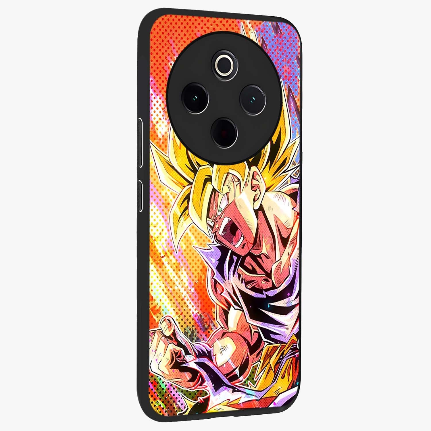 Firing Goku Glass Case upright view showcasing energetic anime artwork with bold warrior theme.