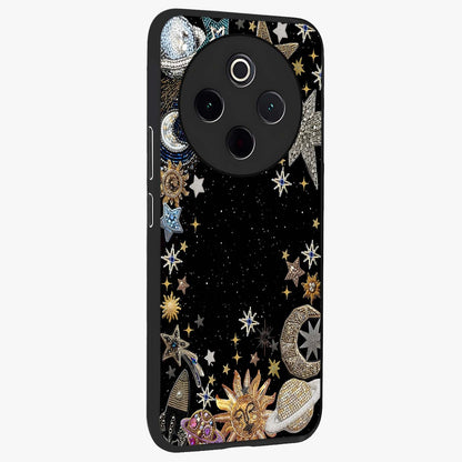 Galactic Jewel Stars Glass Case upright view showcasing glittering star jewel artwork with vibrant galaxy theme.
