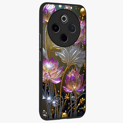 Golden Floral Majesty Glass Case upright view showcasing majestic floral artwork with rich decorative theme.