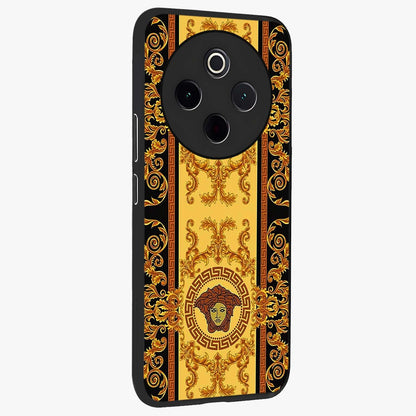 Golden Lotus Glow Glass Case upright view showcasing luminous lotus artwork with peaceful divine theme.