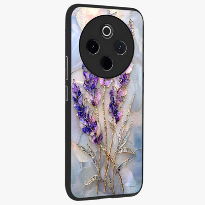 Lavender Dream Glow Glass Case upright view showcasing radiant lavender glow artwork with calming dreamy theme.
