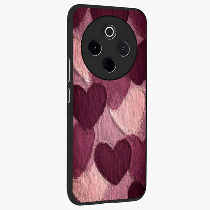 Layered Paper Hearts Glass Case upright view showcasing decorative layered heart artwork with sweet love theme.