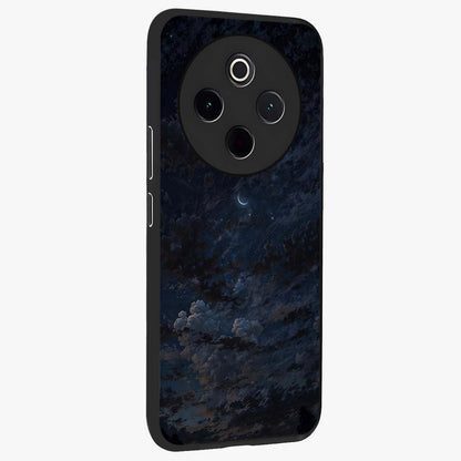 Lunar Veil Silence Glass Case upright view showcasing calm moon themed artwork with serene night atmosphere.