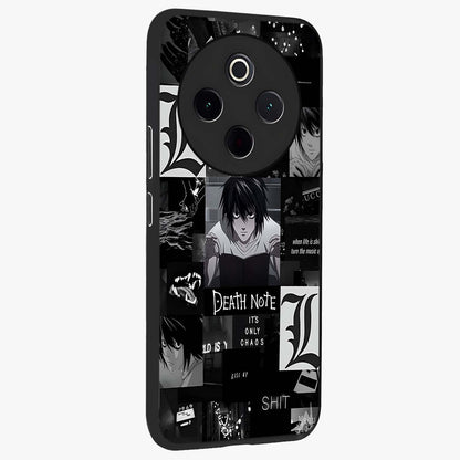 Midnight Chaos Mind Glass Case upright view showcasing expressive abstract artwork with bold dark theme.