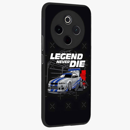 Midnight Racing Legacy Glass Case upright view showcasing powerful racing artwork with modern sports theme.