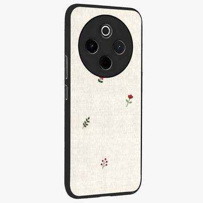 Minimalistic Blue With White Flower Pattern Glass Case upright view showcasing clean white flower artwork with calming blue theme.