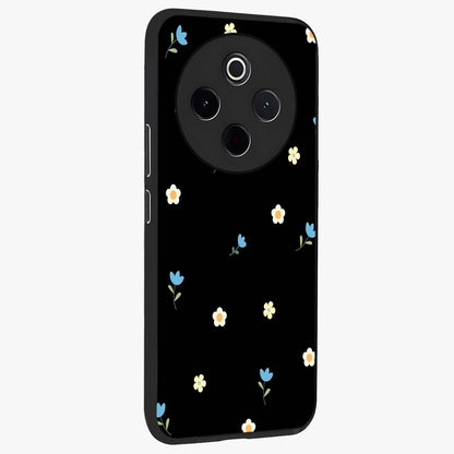 Minimal Petal Whispers Glass Case upright view showcasing elegant floral artwork with modern minimalist style.