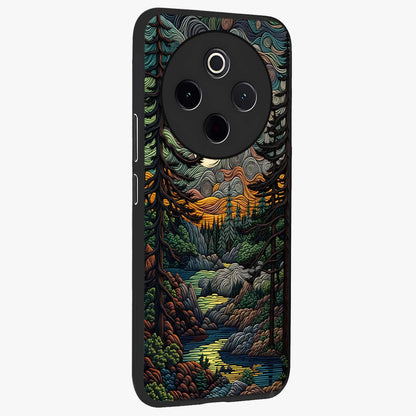 Moonlight Forest Dream Glass Case upright view showcasing magical forest artwork with calm night theme.
