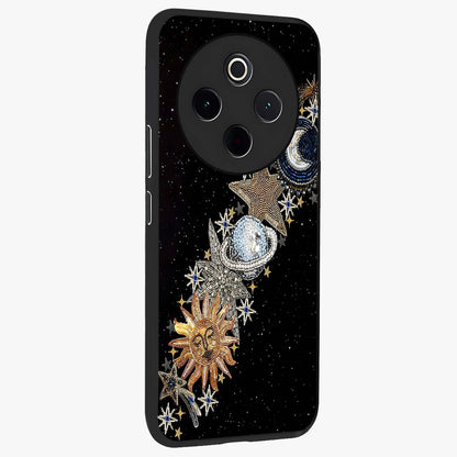 Pearls Universe Object Glass Case upright view showcasing decorative pearl themed artwork with cosmic elegance.