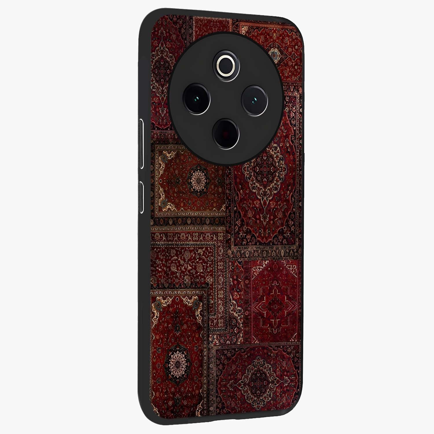 Persian Velvet Tale Glass Case upright view showcasing elegant Persian artwork with classic heritage theme.