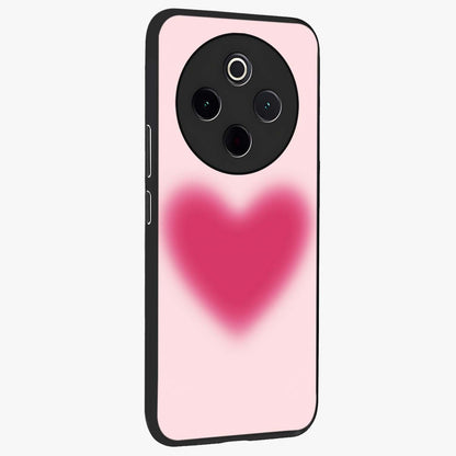 Pink Aura Heart Glass Case upright view showcasing romantic heart artwork with soft pastel theme.