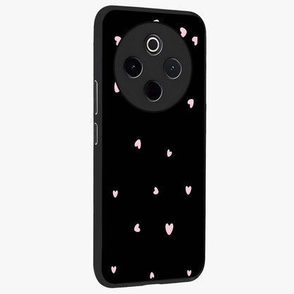 Pink Love Drops Glass Case upright view showcasing charming heart drop artwork with romantic playful theme.