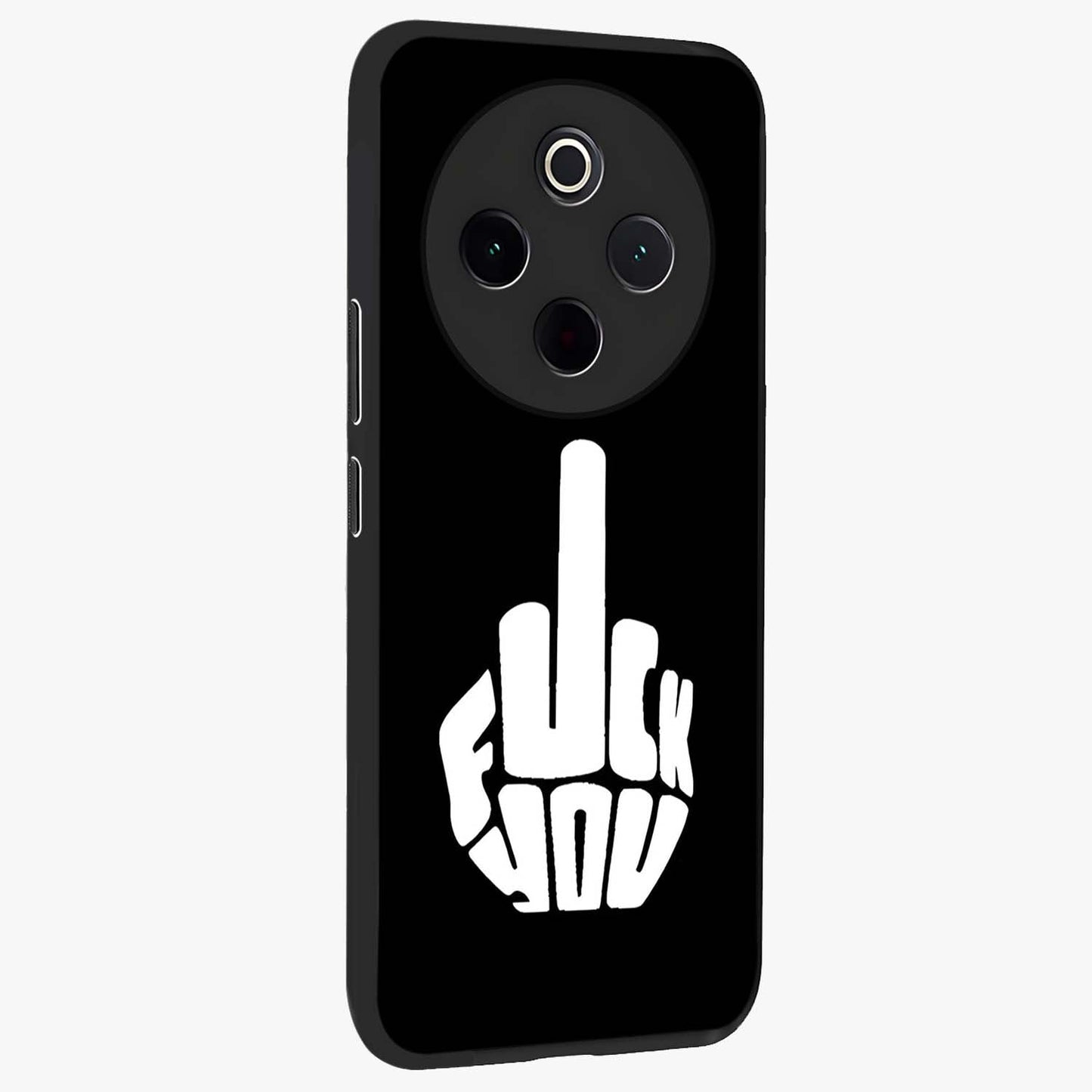 Rebel Mode On Glass Case upright view showcasing striking statement artwork with bold rebellious theme.