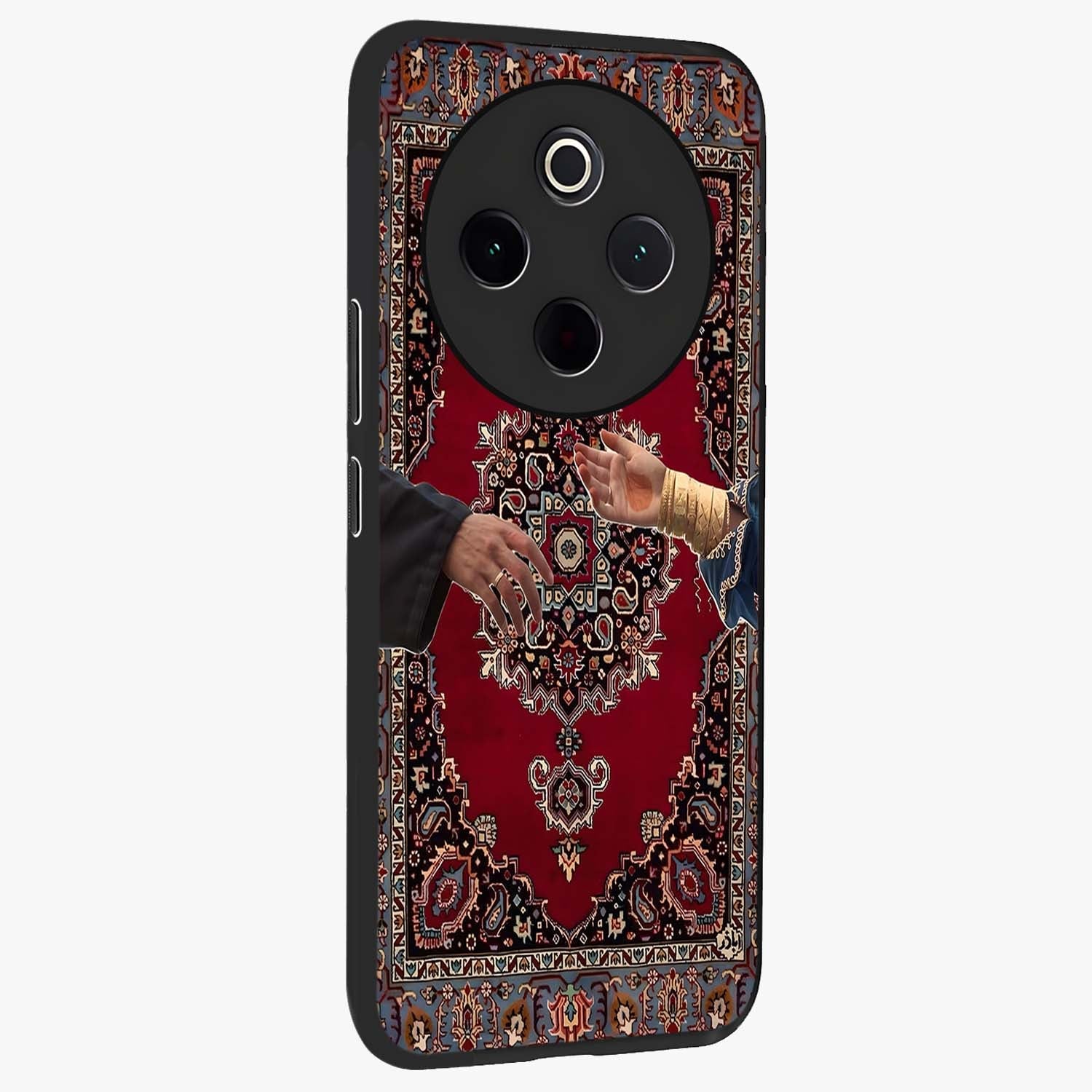 Royal Touch Reach Glass Case upright view showcasing stylish royal inspired artwork with graceful theme.