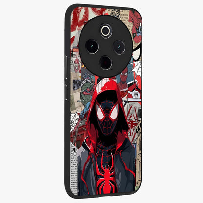 Spider Collage Street Glass Case upright view showcasing bold superhero artwork with urban street theme.