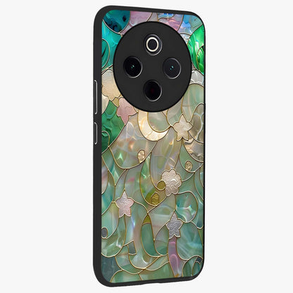 Stained Sunrise Glow Glass Case upright view showcasing colorful sunrise artwork with warm morning theme.