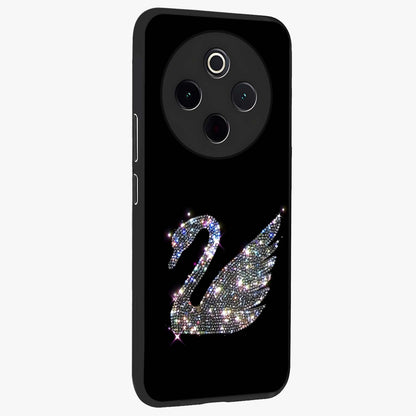 Starlit Swan Grace Glass Case upright view showcasing beautiful swan artwork with peaceful night themed design.