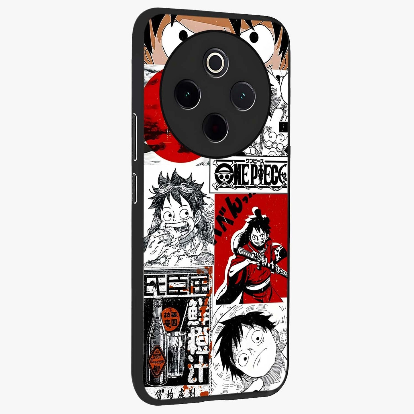 Strawhat Chaos Panels Glass Case upright view showcasing energetic anime artwork with bold adventure theme.