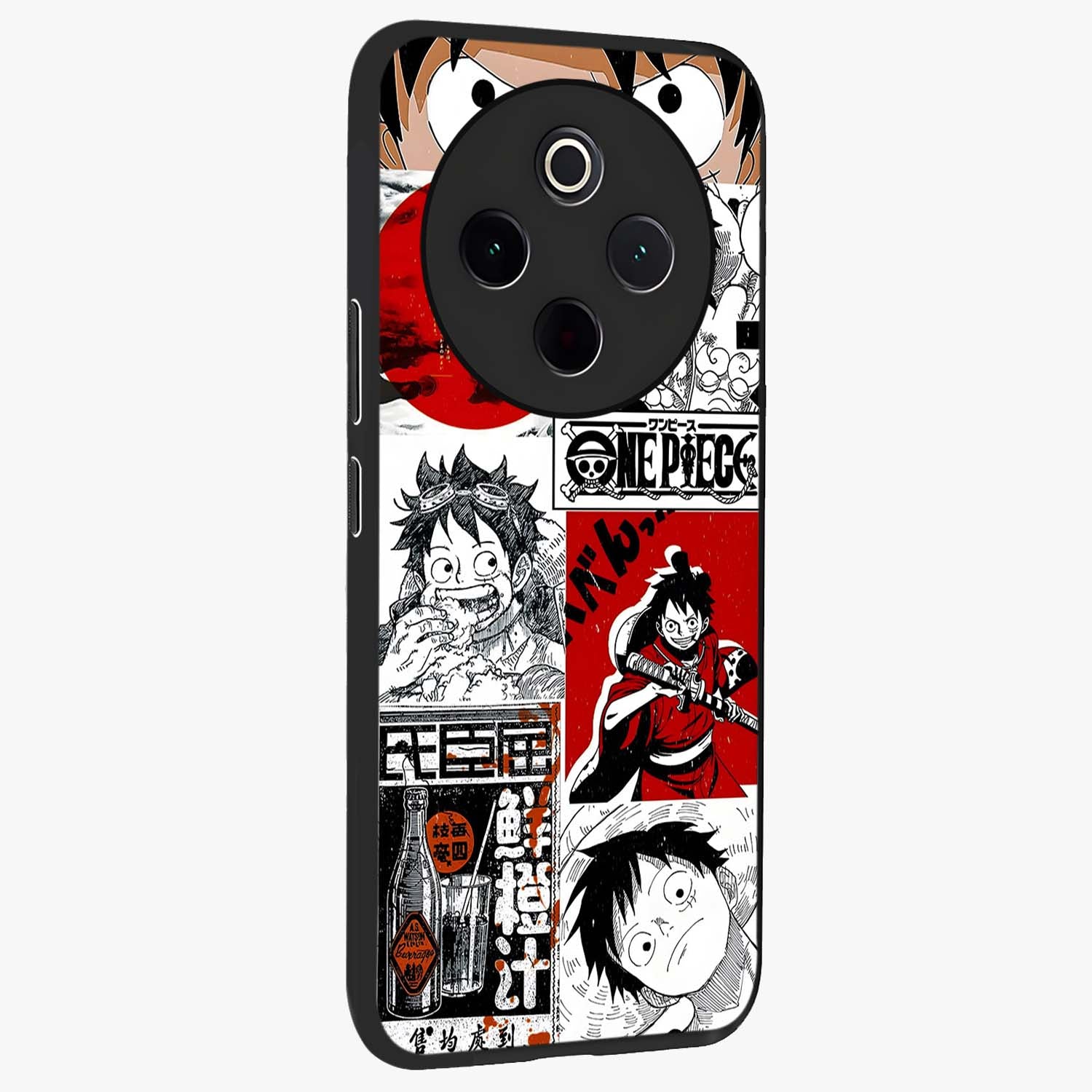 Strawhat Chaos Panels Glass Case upright view showcasing energetic anime artwork with bold adventure theme.