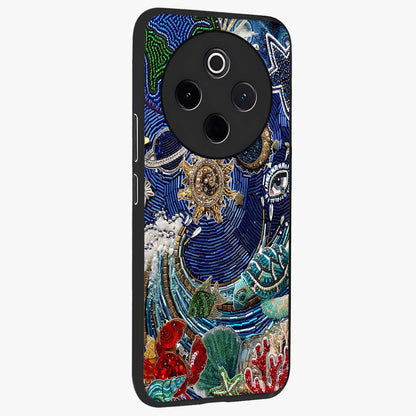Universe Underwater Spark Glass Case upright view showcasing magical underwater galaxy artwork with vibrant cosmic theme.