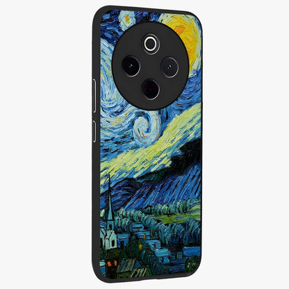 Van Gogh Art Glass Case upright view showcasing expressive painting style artwork with timeless artistic theme.