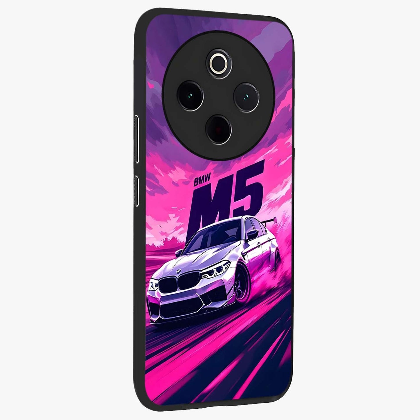 Velocity Drift Pulse Glass Case upright view showcasing powerful racing artwork with energetic motorsport theme.