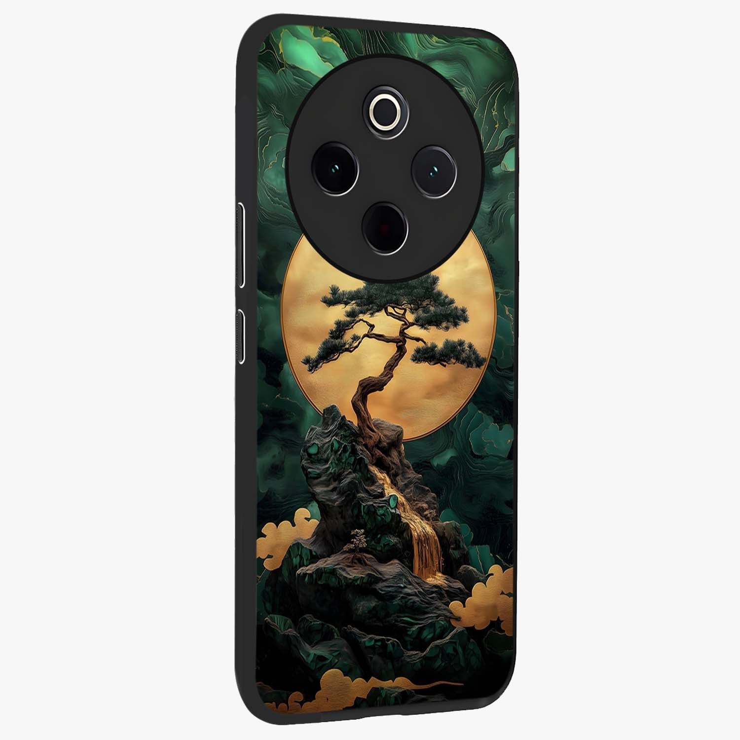 Zen Moon Rise Glass Case upright view showcasing serene moon artwork with tranquil night theme.