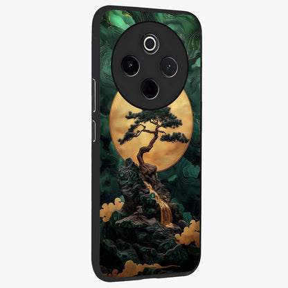 Zen Moon Rise Glass Case upright view showcasing serene moon artwork with tranquil night theme.