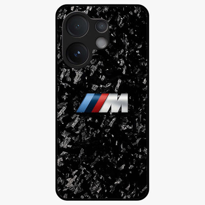 Carbon Speed Mark Glass Case showing flat back view with sporty carbon pattern artwork and glossy glass finish.
