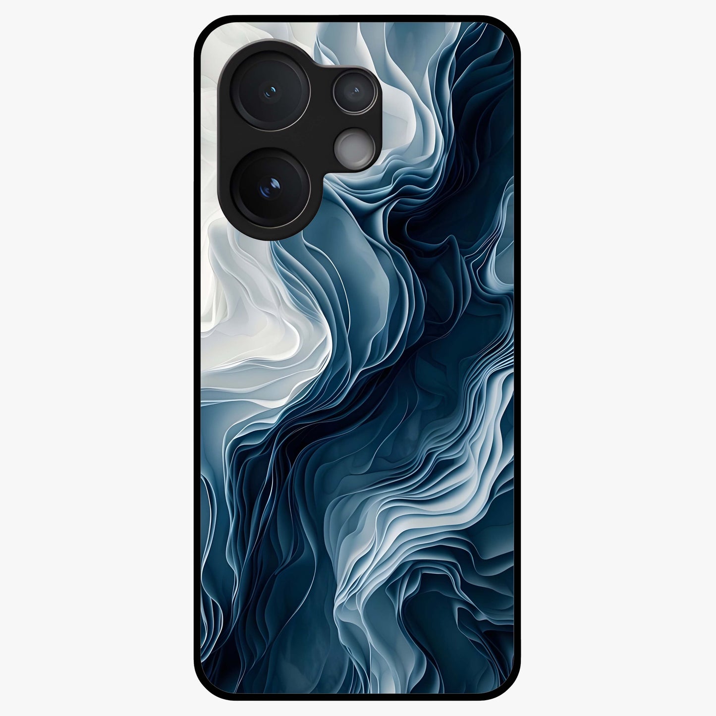 Ethereal Paper Marble Glass Case showing flat back view with soft marble paper texture artwork and glossy glass finish.