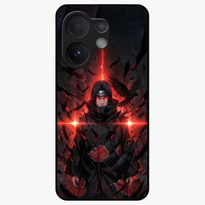 Focused Blade Discipline Glass Case showing flat back view with warrior sword themed artwork and glossy glass finish.